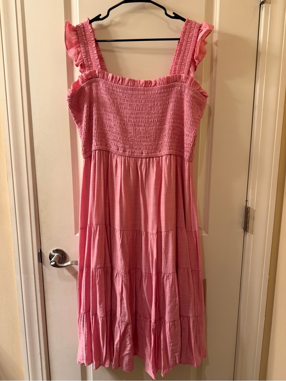 Express Pink Smocked Tiered Ruffle Dress Size XL